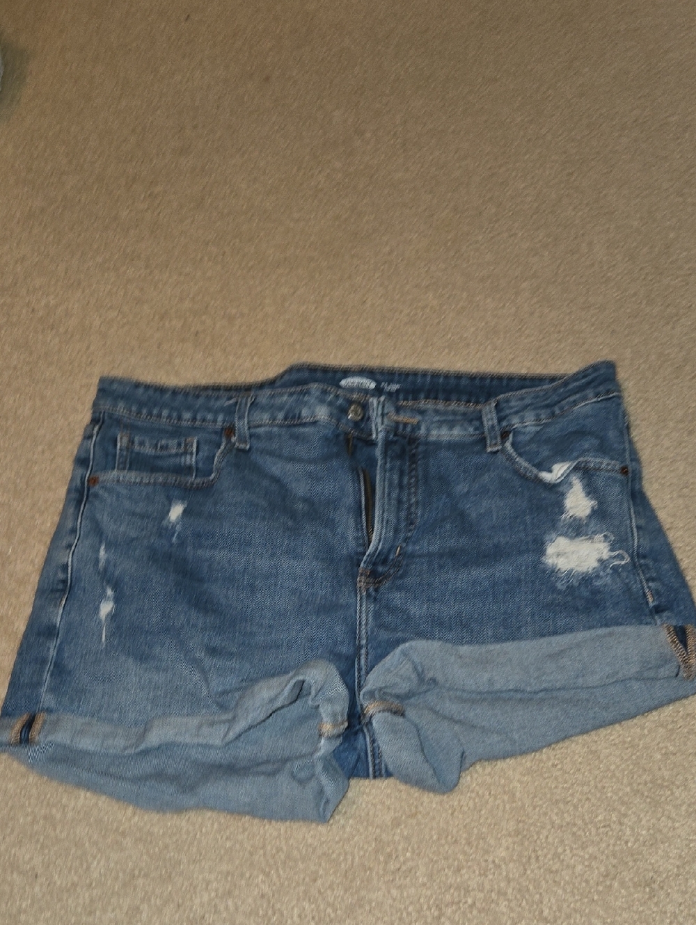 Old Navy Light Blue Distressed Rolled-Hem Denim Shorts